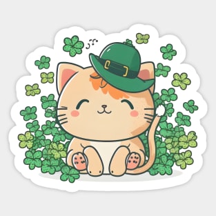 Cat Leprechaun Funny Cat Lover Shamrock St Patrick's Day Sticker